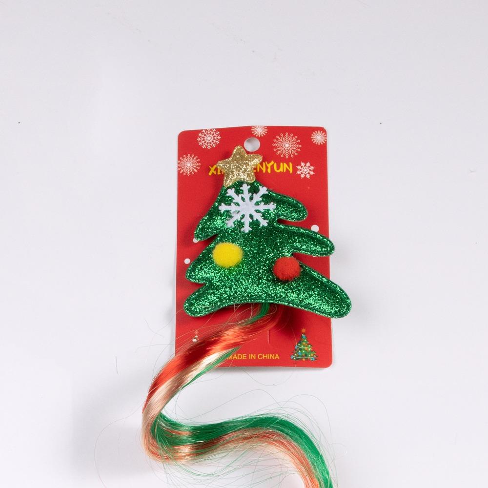 Colorful Wig Christmas Hair Clip Christmas Tree Bowknot Hairclip Princess Girls Wig Hairpin Gift