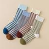 Women's Autumn and Winter Striped Mid-calf Socks, Cotton Sweat-absorbing Boneless Pile Socks, College-style Women's Socks