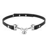 Collana Girocollo Minimalista in Pelle con Ciondolo Campanellino per Donna Accessorio Moda