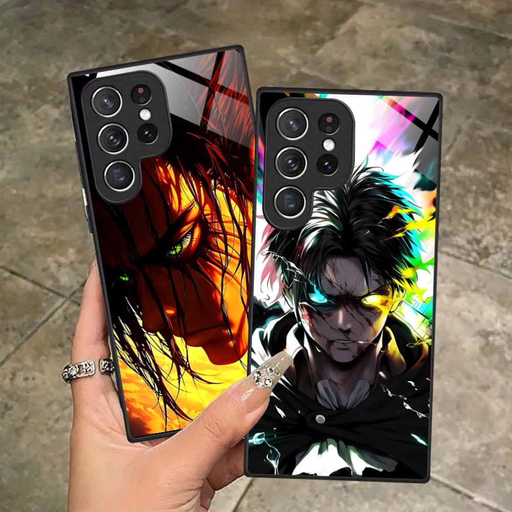 AOT Eren Yeager Glass Mobile Phone Case for Samsung Galaxy A56 55 54 53 52 51 36 35 34 23 16 15 5G Colorful Cover
