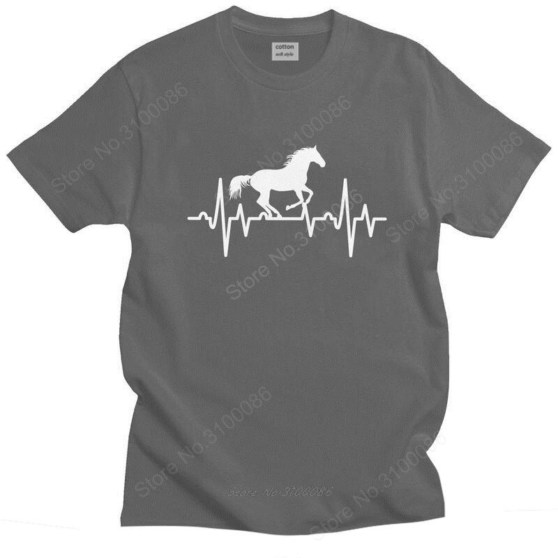 

Mens Horse Heartbeat T Shirts Short Sleeve Cotton Tshirts Handsome Tshirt Leisure Riding Tee Slim Fit Apparel S