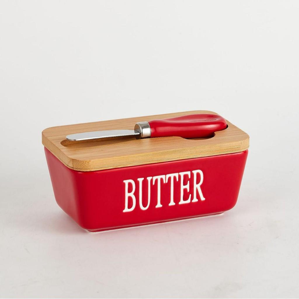 European-Style Ceramic Butter Dish with Lid - Cheese Storage Box for Fresh-Keeping In Kitchen