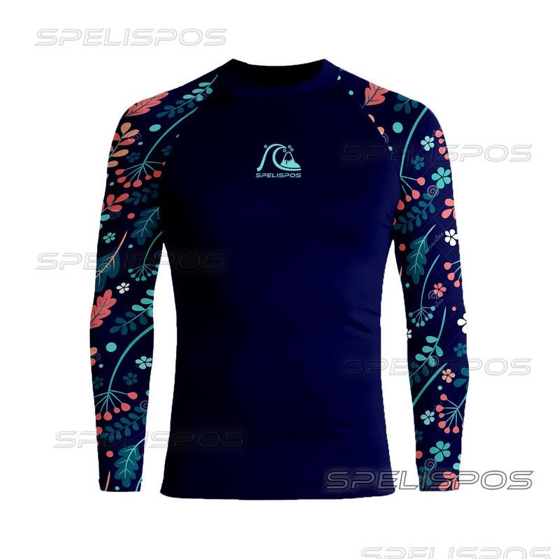 Ανδρικό Rash Guard με Μακριά Μανίκια UPF 50 για Surfing, Κατάδυση, Κολύμβηση, Αντηλιακή Προστασία, Γρήγορο Στέγνωμα, Κορυφή Στολή