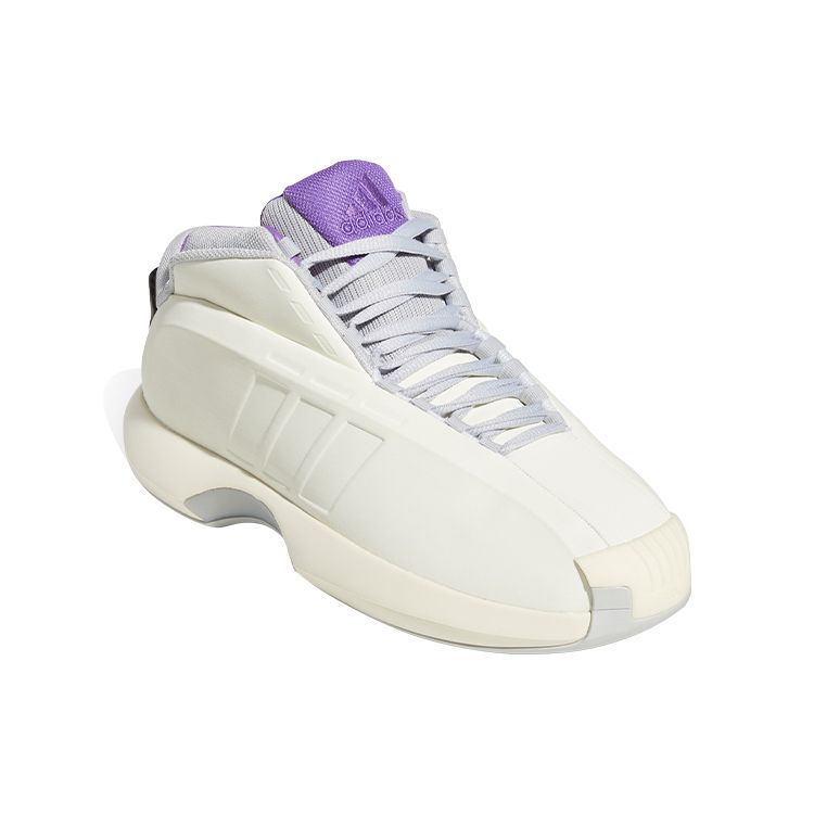 Adidas Crazy 1 Round Toe Lace-Up Trendy Non-Slip Wear-Resistant Lightweight Mid-Top Basketball Shoes Men Sneakers White Purple HQ3925