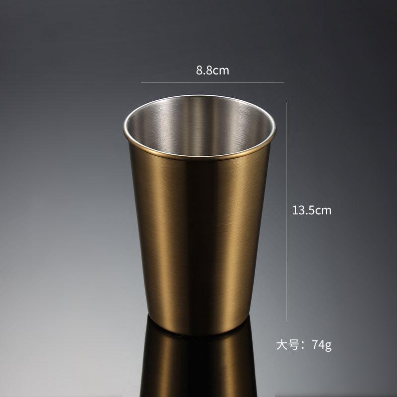 304 Stainless Steel Pint Cup Cold Drink Cup Titanium-plated Gold PVD Beer Mug Ins Industrial Wind Lid