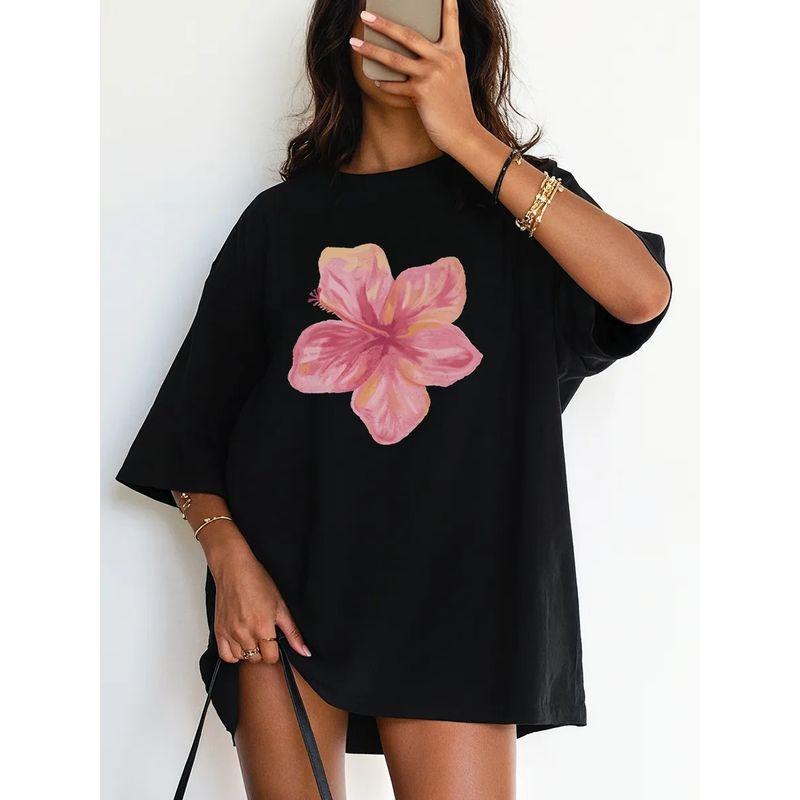 Fashion Style New Fashion Casual Loose Print round Neck Short Sleeve T-shirt Top Printed T-shirt Top