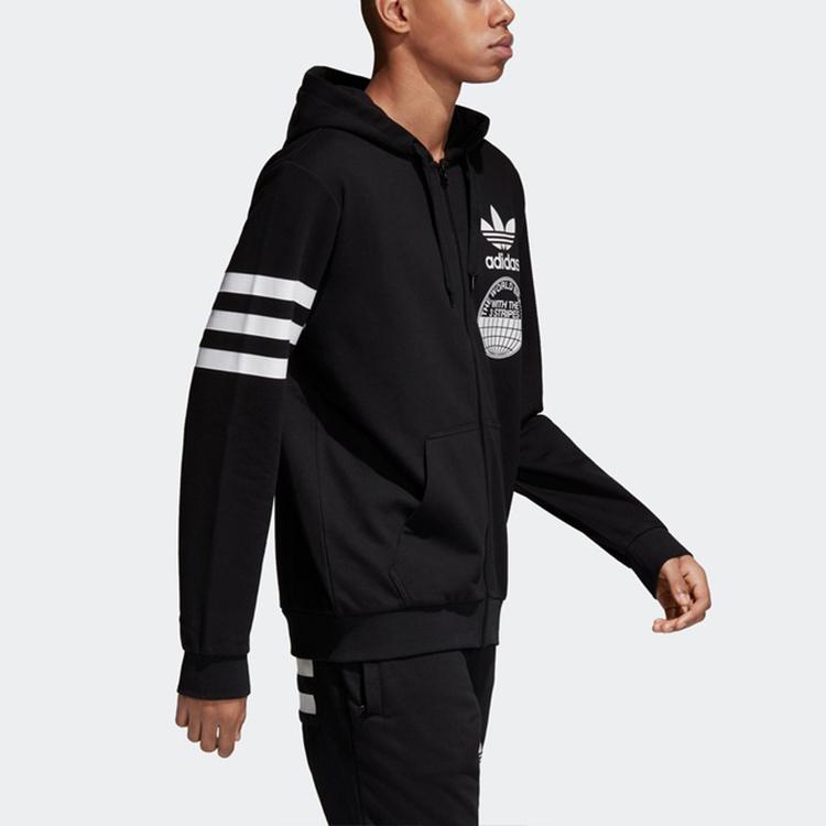 Adidas Originals Trefoil Sport Casual Zip Hoodie Jacke Herren Oberbekleidung Schwarz CZ1751