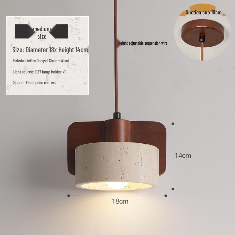 Yellow Travertine Pendant Light - Retro Cream Wabi-sabi Style for B&B, Restaurant, Bedroom, or Bedside.