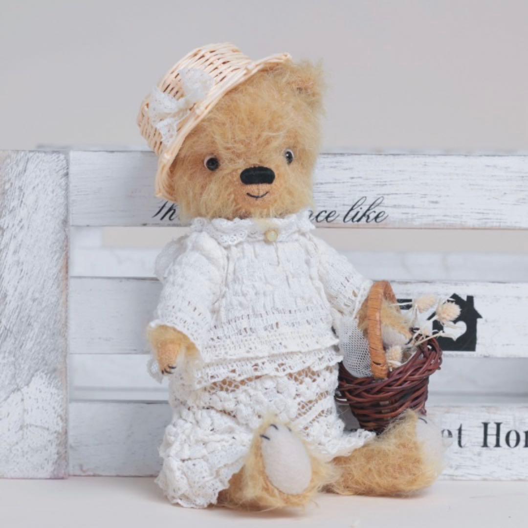

[USED] Flower-loving bear plush toy teddy bear handmade by artist