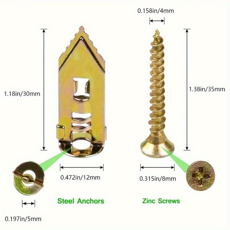 20pcs Zinc Plated Steel Self-Drilling Anchors, Self Drilling Drywall Anchors Easy Application No Drill or Holes In Wall, Drywall Anchors, Wall Anchors