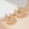 Large Statement Striped Round Earrings for Trendy Women - Versatile for Parties, Banquets, and Nightclubs