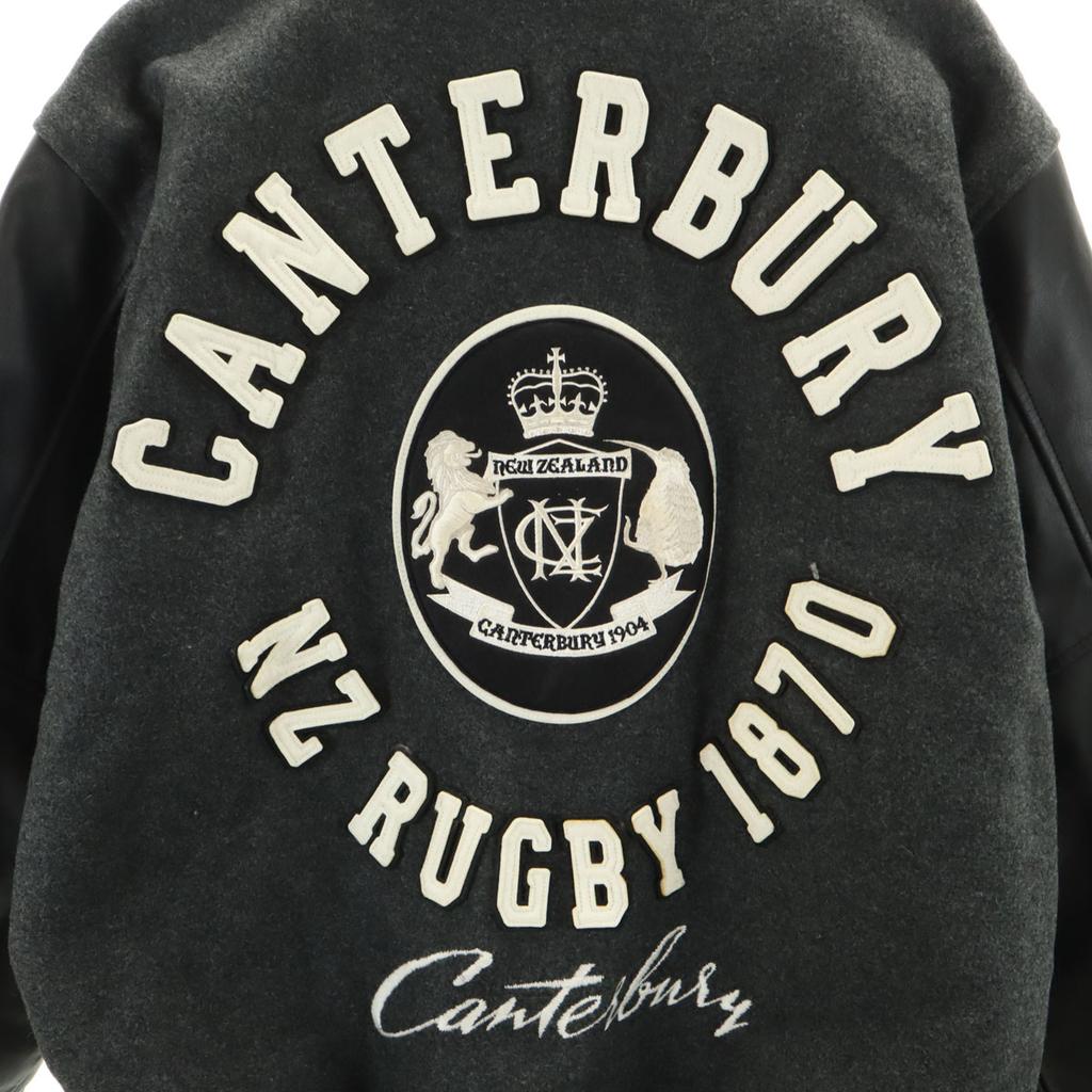 CANTERBURY OF NEW ZEALAND wool blend rugby Leather sleeve switching Stajan Men's Used
