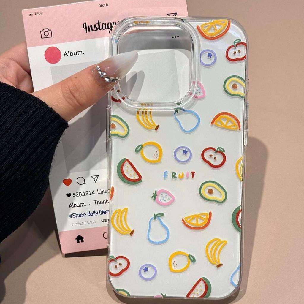 Full screen line fruit suitable for Apple 17Promax mobile phone case IP16 personalized Air white background imd set 15 fresh