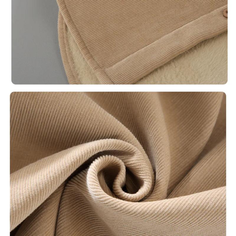 Autumn and Winter Warm Shirt Men Daily Casual Long Sleeve Shirts Lapel Collar Corduroy Fleece Shirt Retro Simple Style Thicken Men Tops