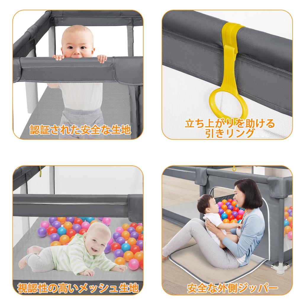 BQKOZFIN Baby Circle Rectangular Compact with Door Large Playpen Baby Playpen Suction Cup Mesh Type Washable Storage Bag Included Indoor and Outdoor
