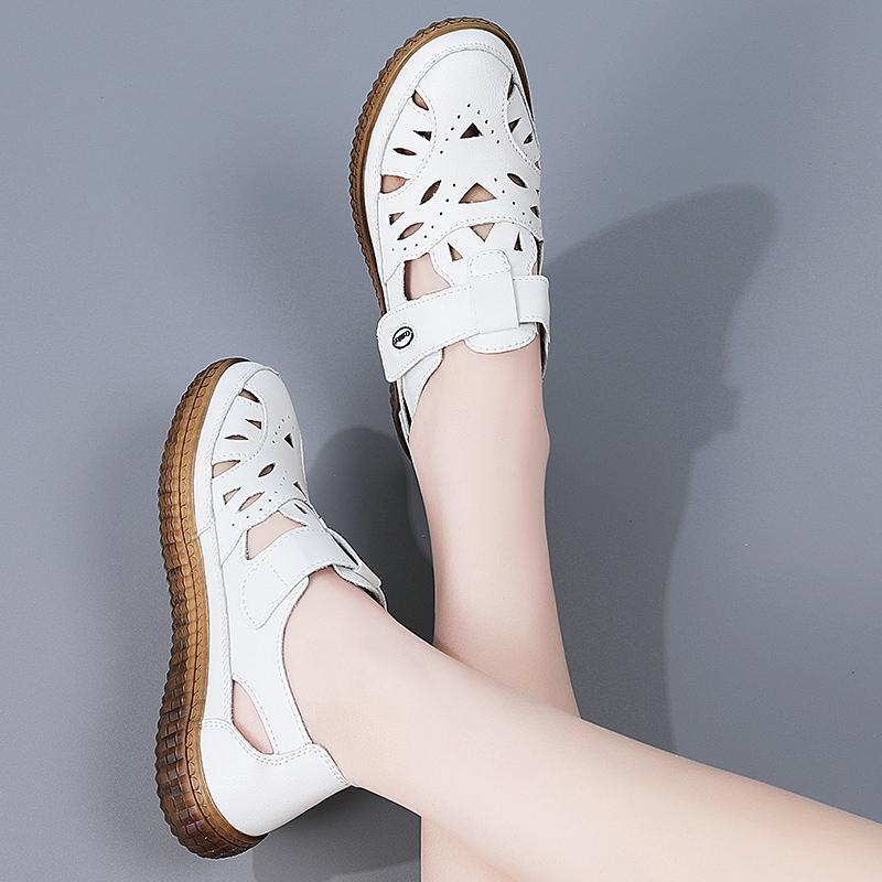 35-42 Damskie Letnie Modne Buty z Pustymi Otworami Plus Size Casualowe Damskie Buty Płaskie Sandały