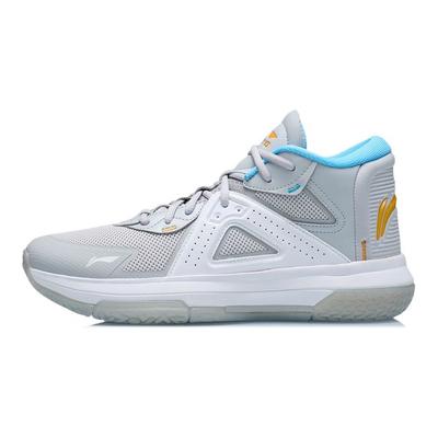 Li Ning Team Emblem Mid Basketball Shoes Men Basketball Shoes Coin-Gray ABAR117-4