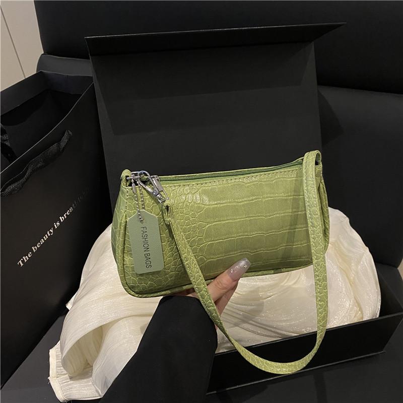 2025 New Niche Design Bag Retro Underarm Bag Method Stick Bag Crocodile Pattern Handbag Celebrity Hand Bag