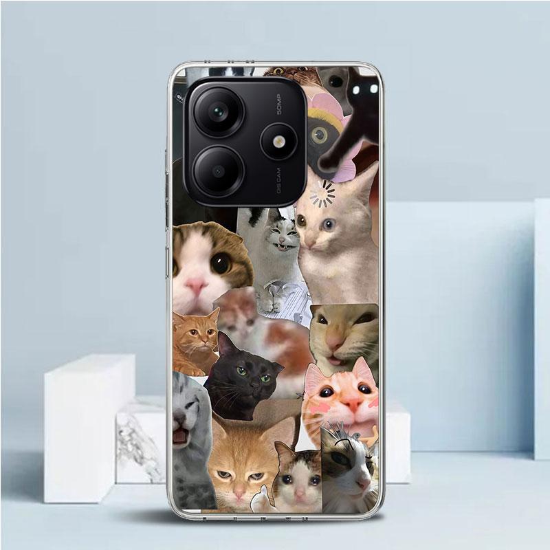 Crying Cat Memes Soft Cover for Xiaomi Redmi Note 15 14 13 12 Pro Plus Phone Case 14S 11S 11T 11E 10S 10 4G Pattern Shell Redmi