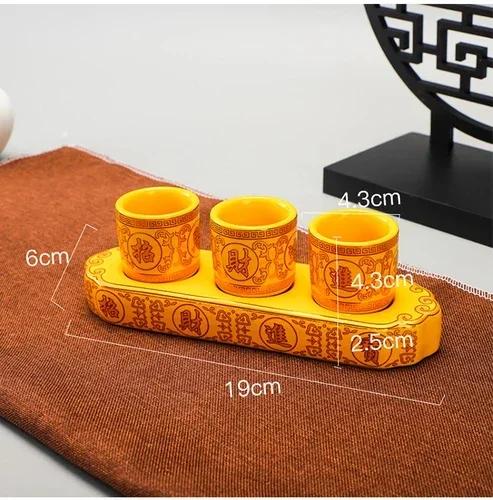 Chinese Creative Ceramic God of Wealth Offering Cup Household Buddha Offering Cup Feng Shui  Home Accessories