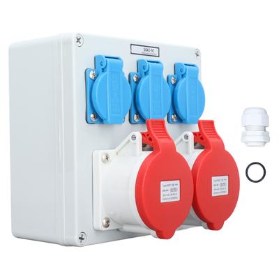 Steckdosenbox, 3 Stück, 16 A, 250 V, EU-Steckdose, 2 Stück, 32 A, CEE-Steckdose, IP44, wasserdicht, B