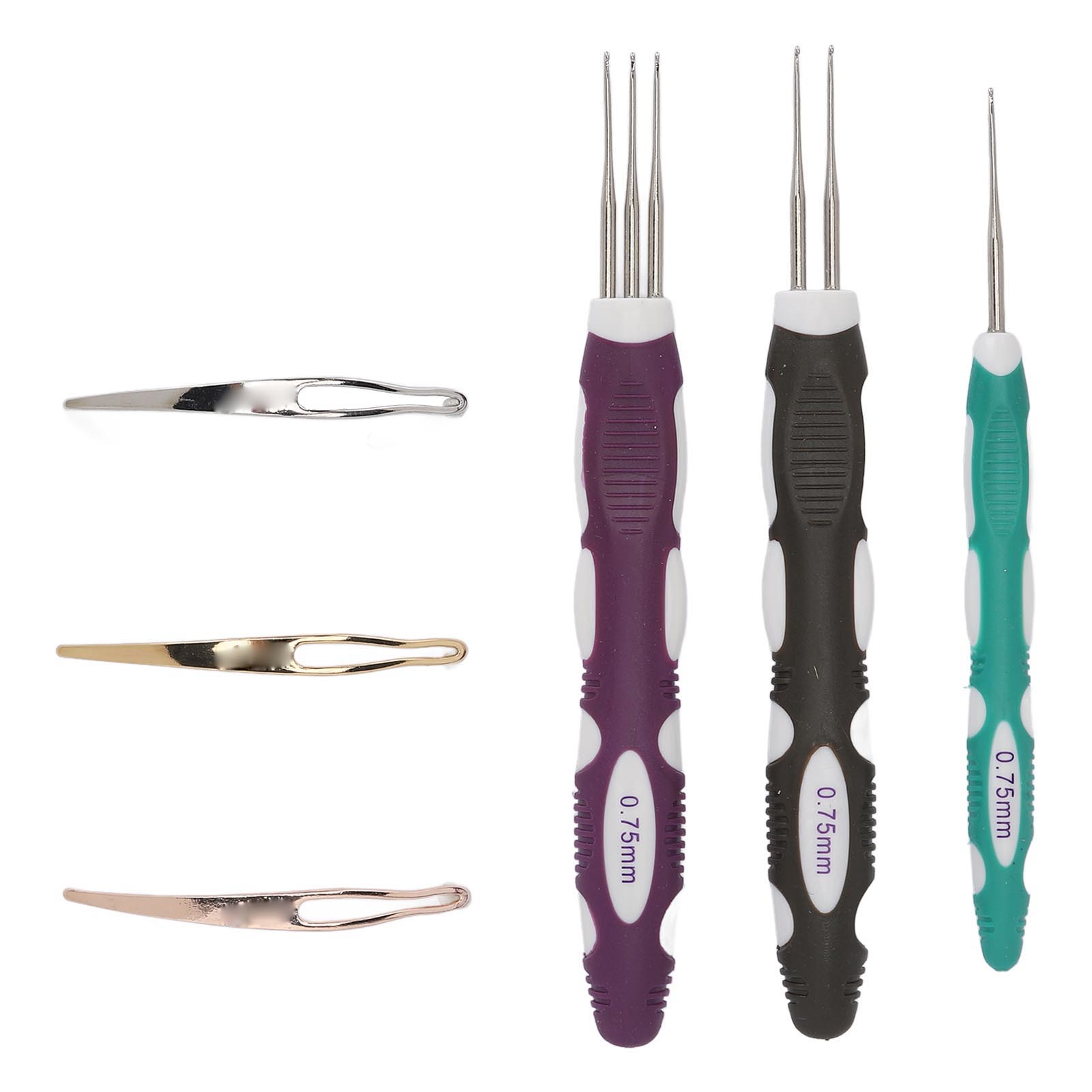 

6pcs 0.75mm Dreadlocks Crochet Hook Tool for Hair Weaving 1 2 3 Hooks Dreadlock Interlocking Tool