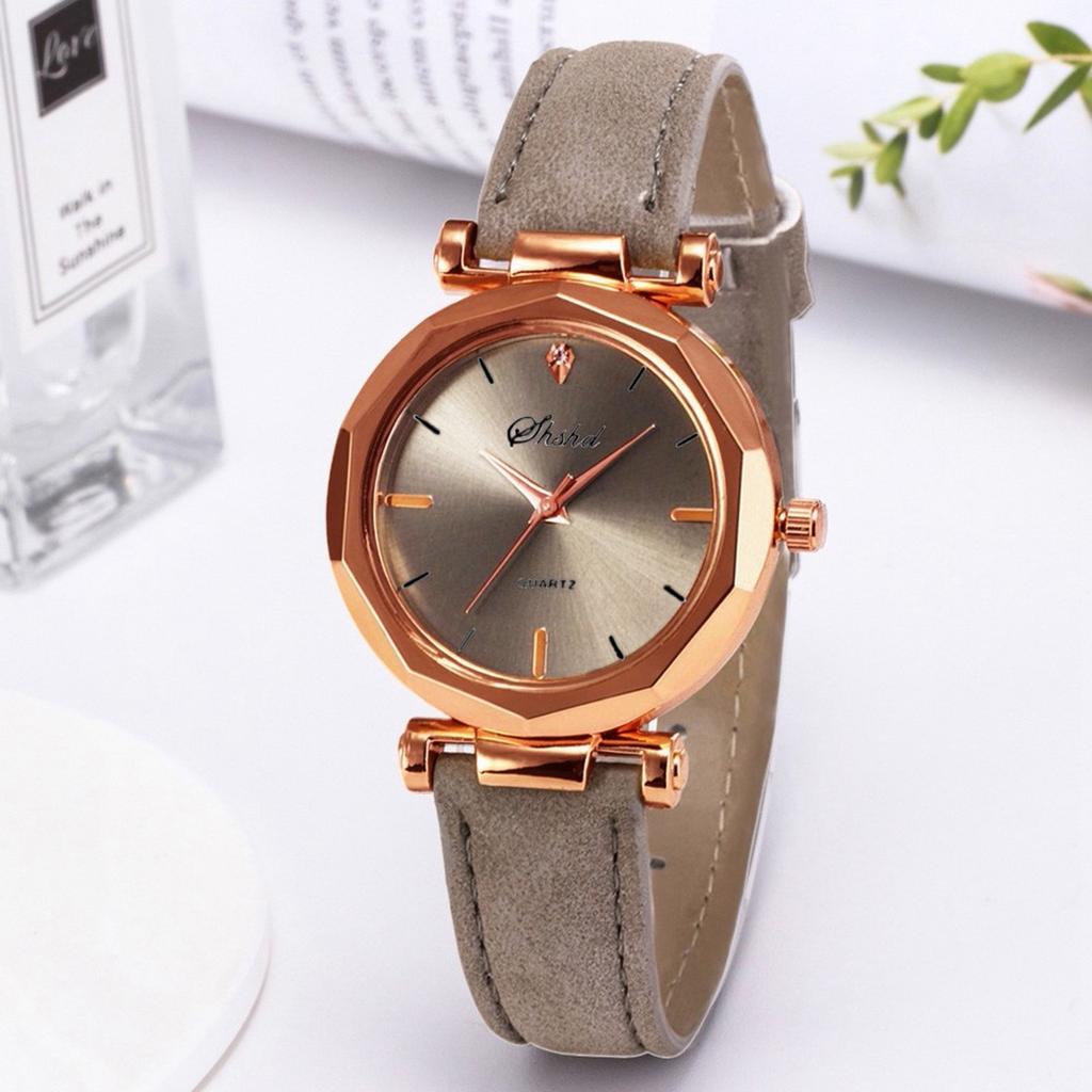 Mode Frauen Leder Casual Uhr Luxus Analog Quarz Kristall Armbanduhr