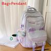 Unisex Nylon Bow Travel Backpack With Color Block Pattern And Compartment Laptop