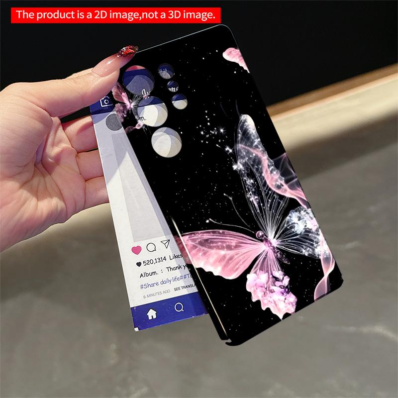 2DFlat Samsung Phone Case Glowing Pink Butterflies In Starry Night Applicable To Galaxy S22 S23 S24 S25ULTRA S26 A12 A13 A14 A15 A16  A34 A35 A54 A55