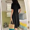 2025 Spring/Summer European and American Solid Color Loose High-Waisted Cotton Linen Dress.