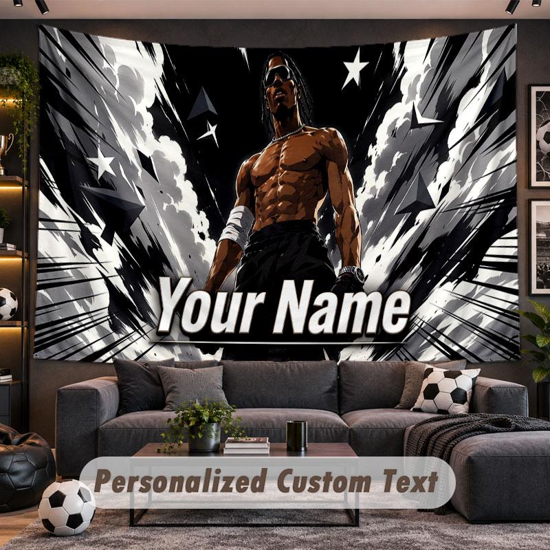 Wall Hanging Tapestry Custom NameTravis Scott Pattern Personalized Printed Fabric Wall Decor