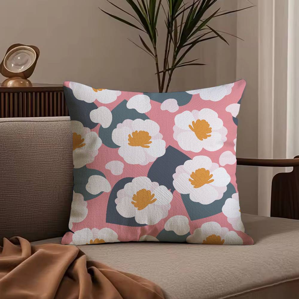 Colorful Flowers Pillow Case Anti-dustmite Pillowcase Invisible Zipper Silky Short Plush Sofa Cushion Cover