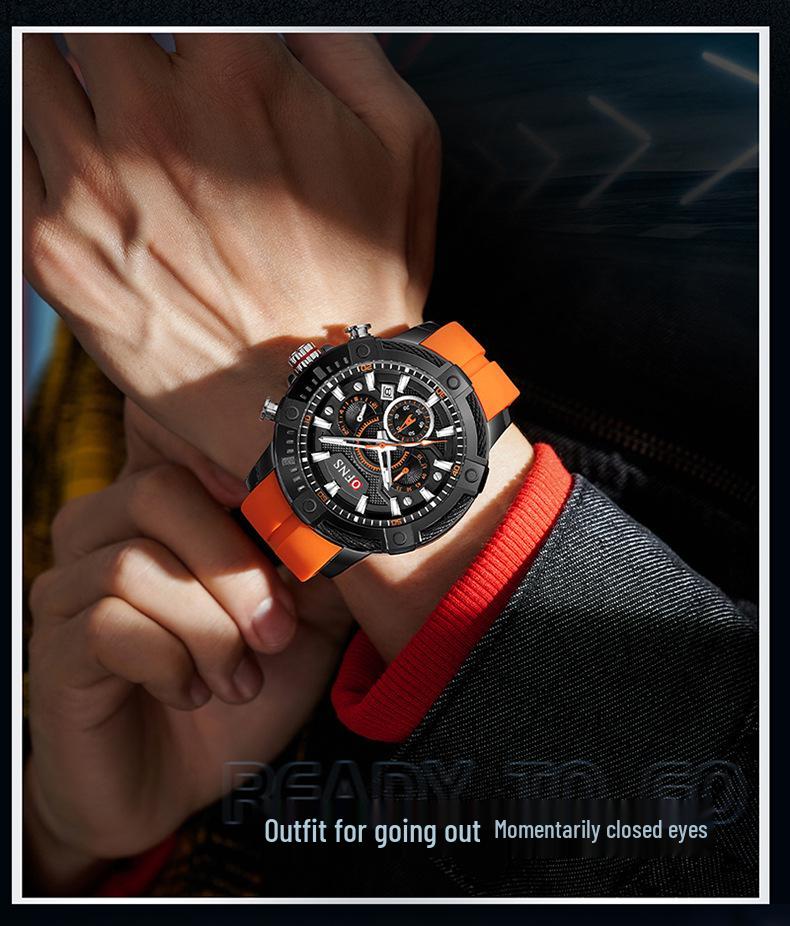 OFNS Men's Luminous Quartz Sports Wristwatch - Fashionable, Waterproof, Three-Hand Display