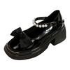 Leisure Women's Four Seasons Pearl Decoration Strap Non Slip Square Heels Round Toe Business Casual Dress Shoes for Women