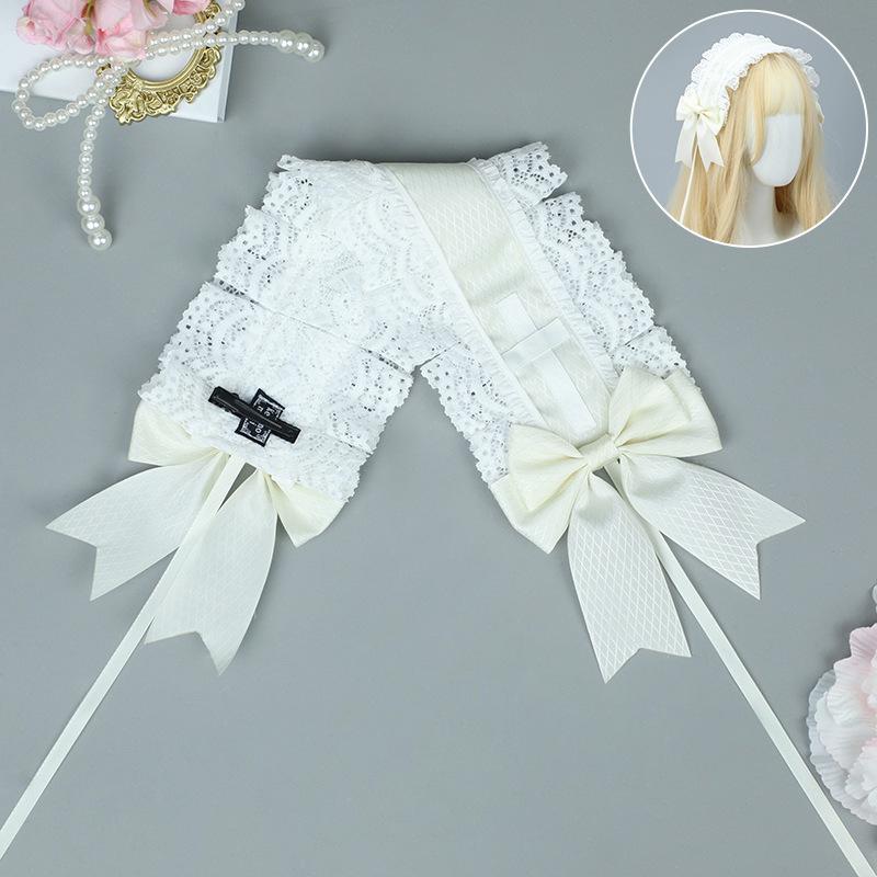 Handmade Bow Lace Headband Japanese Girl Lolita Hairpin Soft Cute Two-dimensional Headgear Cute Sister Hair Accessories