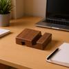 Walnut Wood Desktop Phone Stand - Portable Double-Groove Holder for Watching Videos