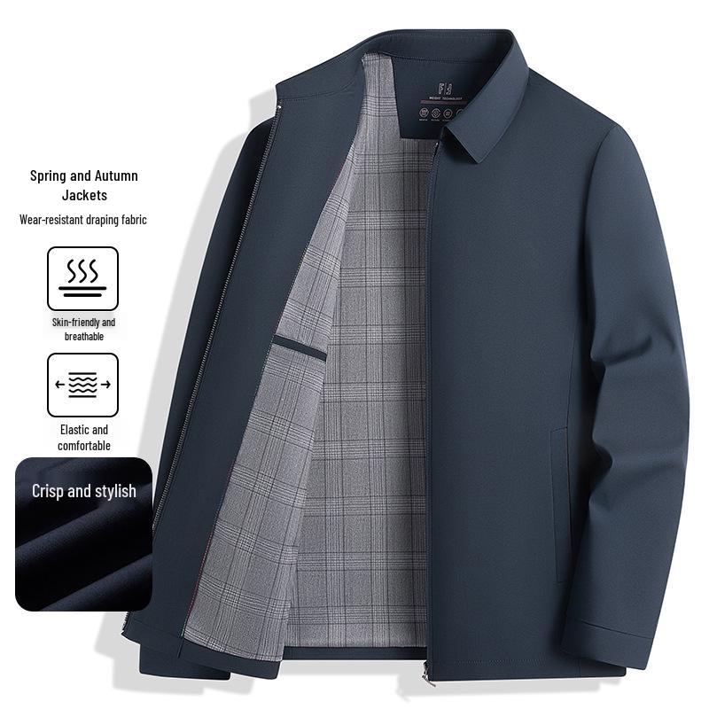 Men's Spring/Autumn Lapel Jacket: Middle-Aged Business Casual Slim-Fit Coat