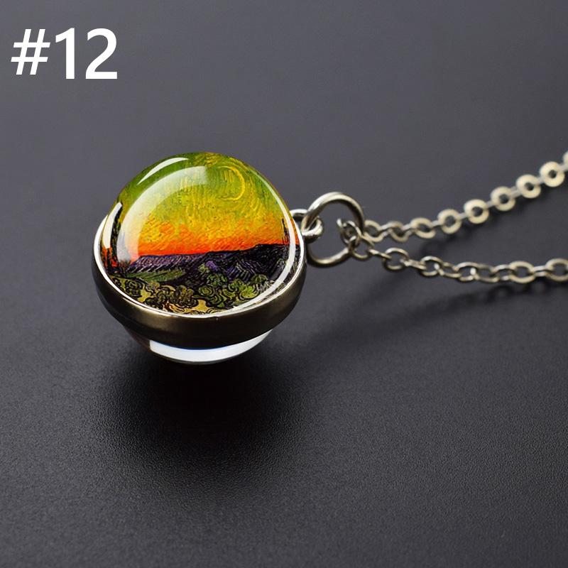 

Ожерелье с подвеской в ​​виде масляной живописи Ван Гога, креативная художественная картина маслом, стеклянный хрустальный шар, подвеска, подвесное ожерелье, подарок для женщин и девочек
