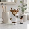 Environmentally Friendly Resin Decor Highland Cow Bathroom Figurine, Bathrobe Statue, Wateroroof Small Desktop Figurine Gift Animal Ornament for Sink