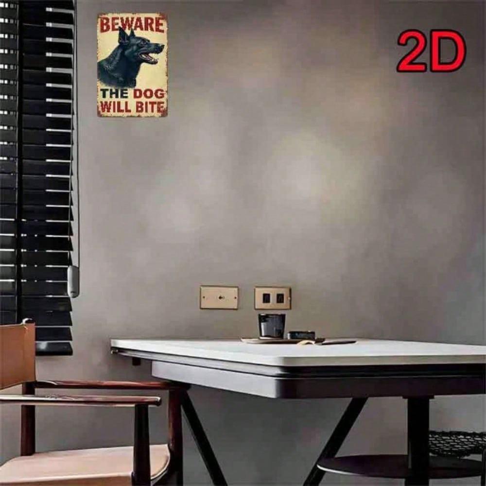 Cartello Metallo Vintage Attenzione al Cane Lattina Segno Retro Fattoria Targhetta da Parete Divertente Garage Caffè Decorazione 7,8 Pollici