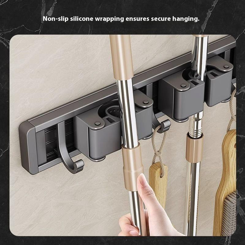 Organizer Wall Mounted Broom Holder Mop Clip Stand Brush Rack Hanging Pipe Hook Kitchen Storage Bathroom Accessories Tools