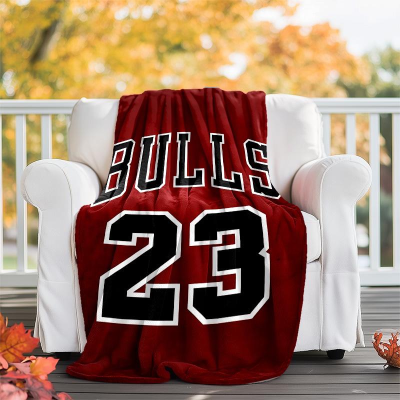 1pc Chicago Bulls Theme Blanket - Digital Print, Polyester, Cozy for All Seasons, Perfect for Outdoor, and Travel