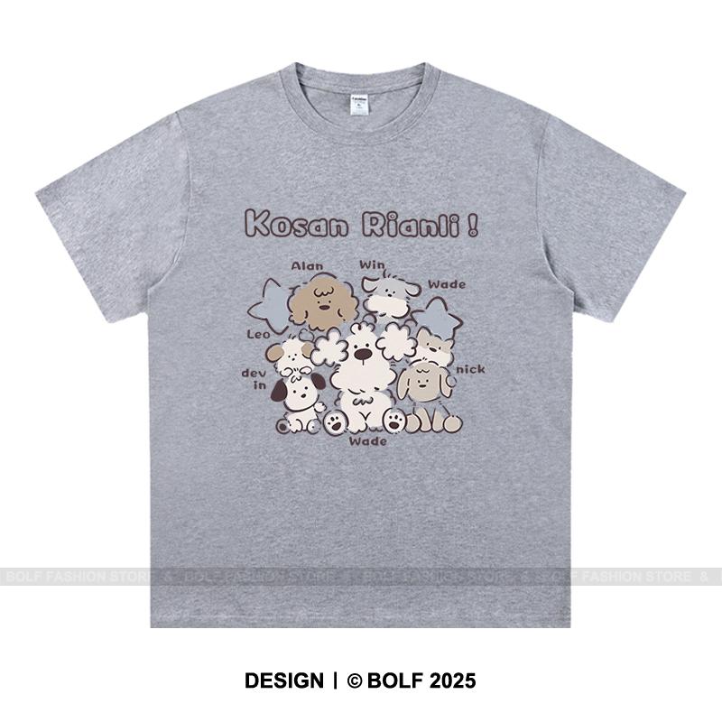 Playful Cartoon Sketch Printed Unisex Men Women T-Shirt Tees Tops 100% Cotton Loose Fit Trendy Graphic Daily Wear