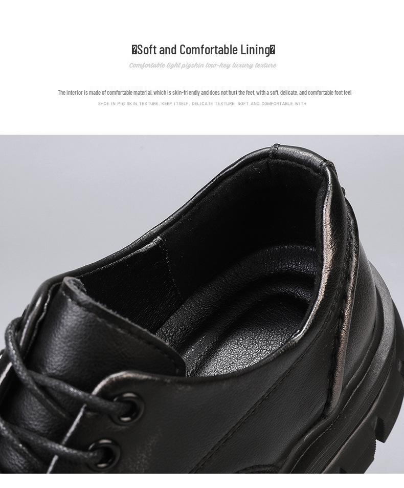 Men's Spring Casual Leather Derby Shoes with Thick, Lightweight Sole for Height Increase