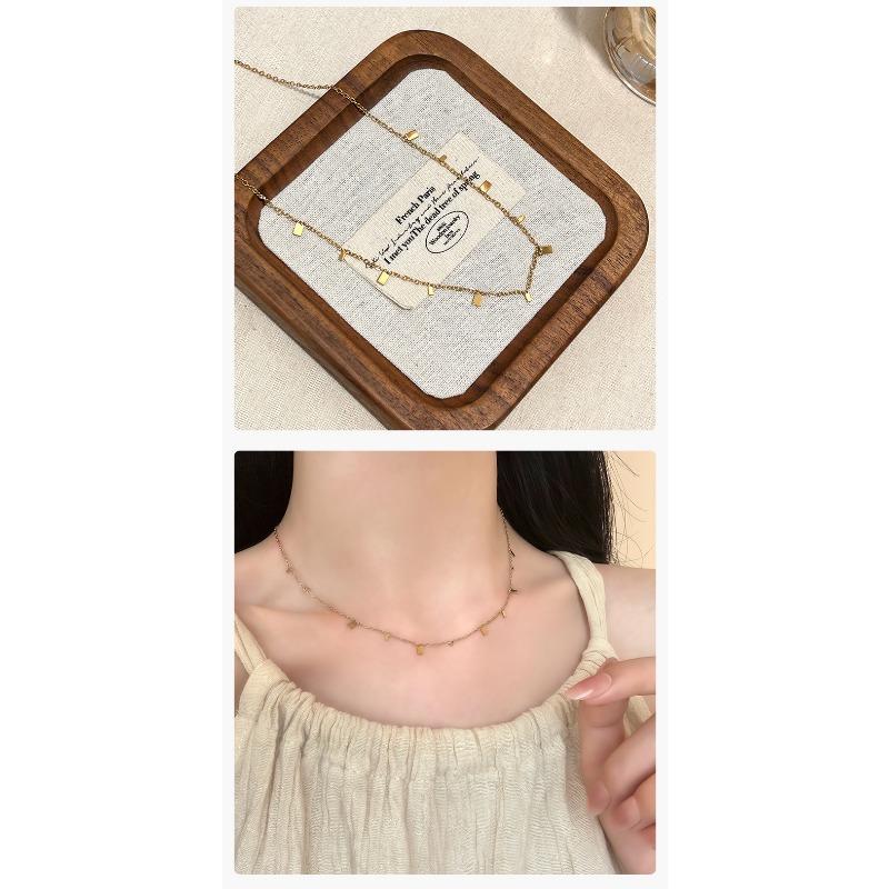 Women Vintage Multicolor Natural Stone Beaded Layered Clavicle Pendant Necklace