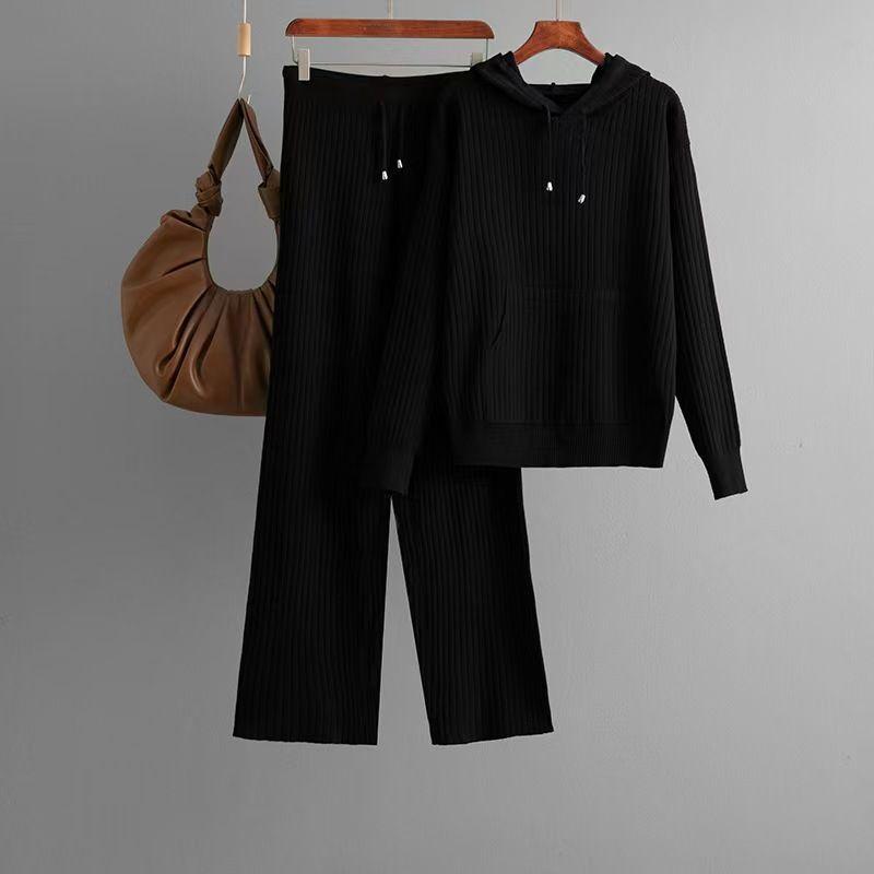 

Модный новый комплект: вязаный худи и брюки. Вязаный худи и брюки Black All yards