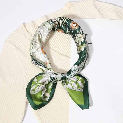 53x53cm 100% Mulberry Silk Scarf Luxury Square Hair Bandana Elegant Head Wrap Neckerchief Sunscreen Shawl for Women