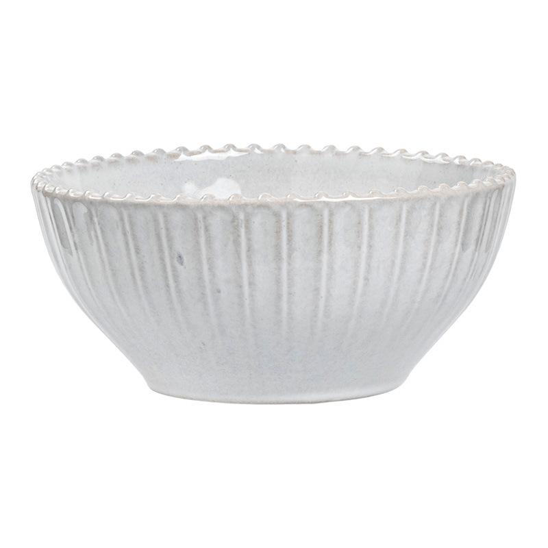 Delicate Lace Vertical Ceramic Bowl Household Noodle Bowl Salad Bowl Tableware Round Bowl Vegetable Bowl Restaurant Fruit Bowl