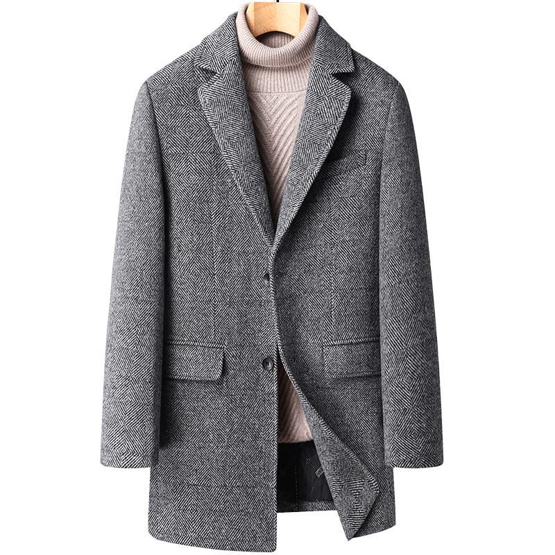 Men's Double-Sided Wool Coat: Thickened, Long-Style, Plus-Size, Autumn and Winter Outerwear