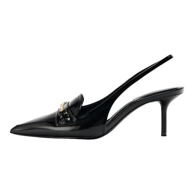 Elegant Buckle Detail Pointed Toe Open Back Mules 7Cm Heels Women Heels Black 12218510-38